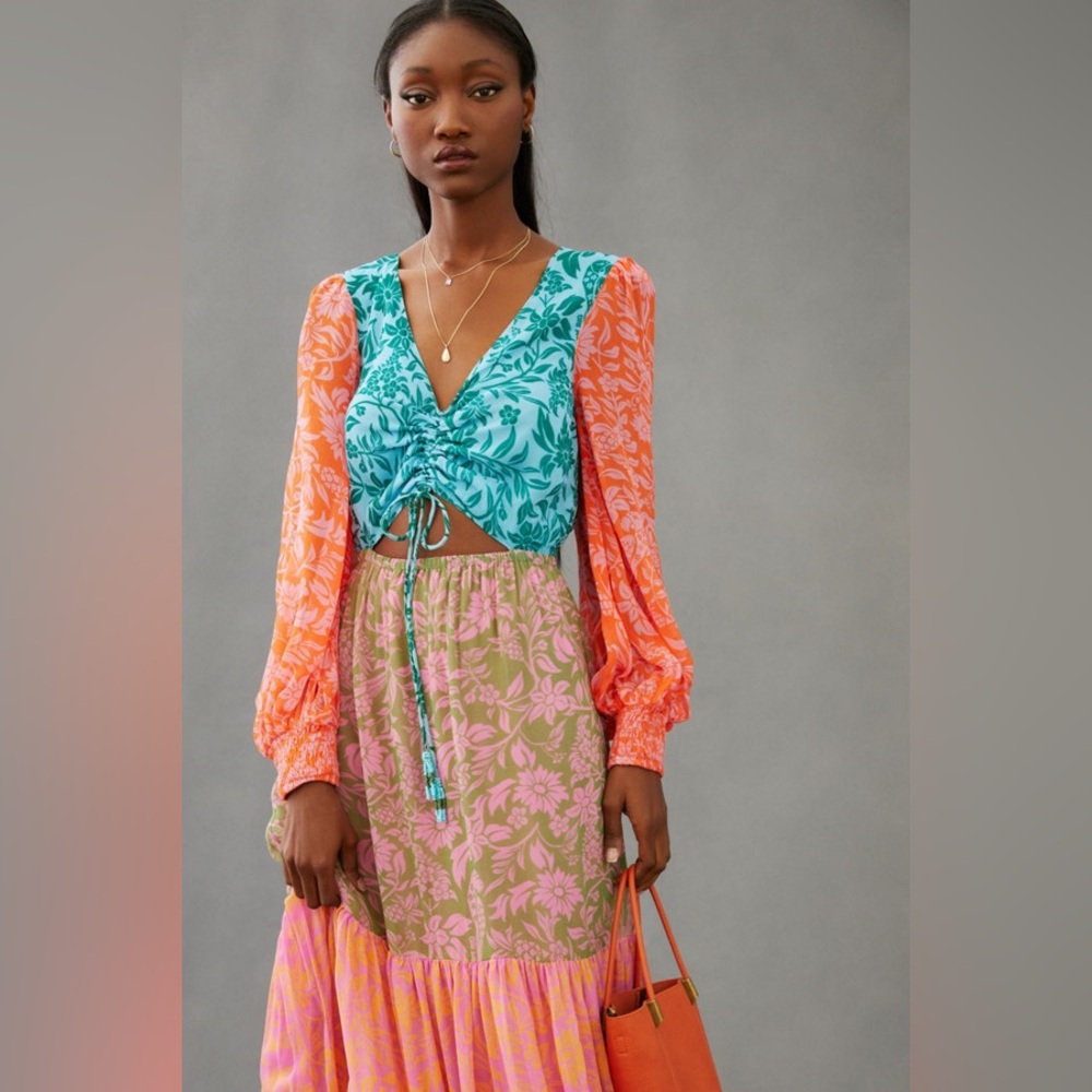 Farm Rio Colorblock Printed Maxi Dress - Picture 3 of 14